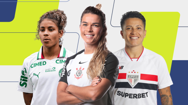 Raissa Bahia (Palmeiras),Tamires (Corinthians), e Bia Menezes (São Paulo) são finalistas na categoria lateral-esquerda ao Prêmio TV Brasil Petrobras Para Elas 2026