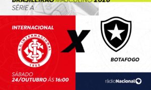 Rádio Nacional transmite neste sábado (24) Internacional x Botafogo pela 32ª rodada do Brasileirão. Foto: Arte/ EBC