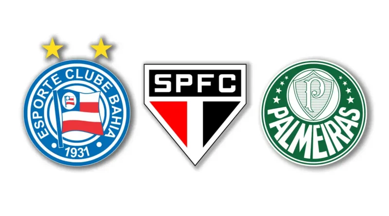 Escudos de clubes, são os finalistas na categoria melhor gestão do Prêmio TV Brasil Petrobras Para Elas, voltado ao futebol feminino . Foto: Arte/ EBC
